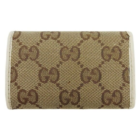 GUCCI Key Case GG Canvas Beige Canvas x Leather Authentic USED - Picture 3 of 13